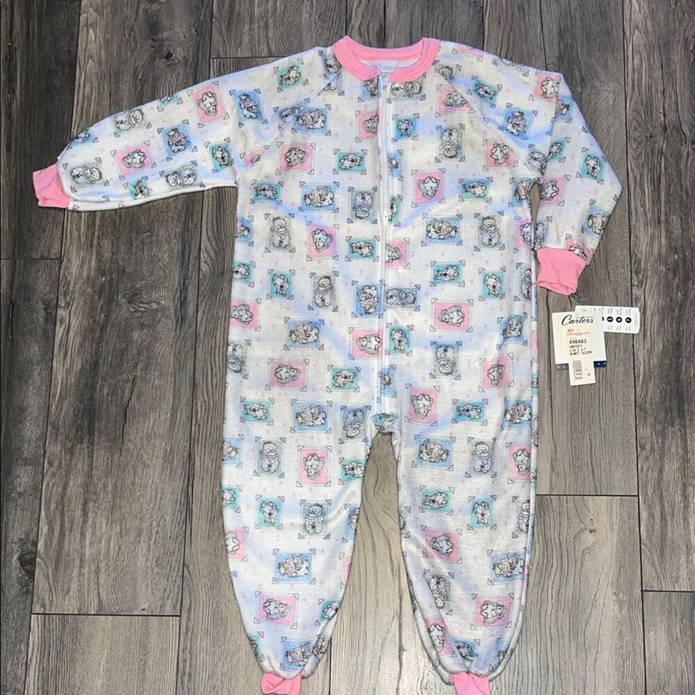 VINTAGE Carter's Cozy Footie Pajama - Pink and Blue NWT Size 6